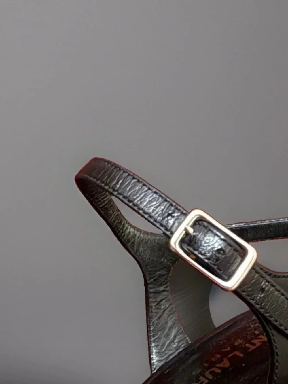 Saint Laurent Candy Black Leather Wooden Platform Sandals 38/8 US